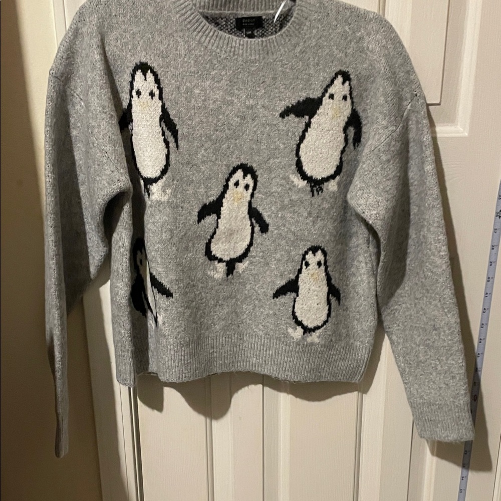 Debut Gray Sweater with Penguin Design